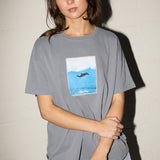 Boyfriend Tee - Flying Dolphin - Ripple Blue