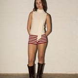Romeo Knit Shorts - Red/Cream