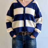 Autumn Cardigan - Navy/Cream