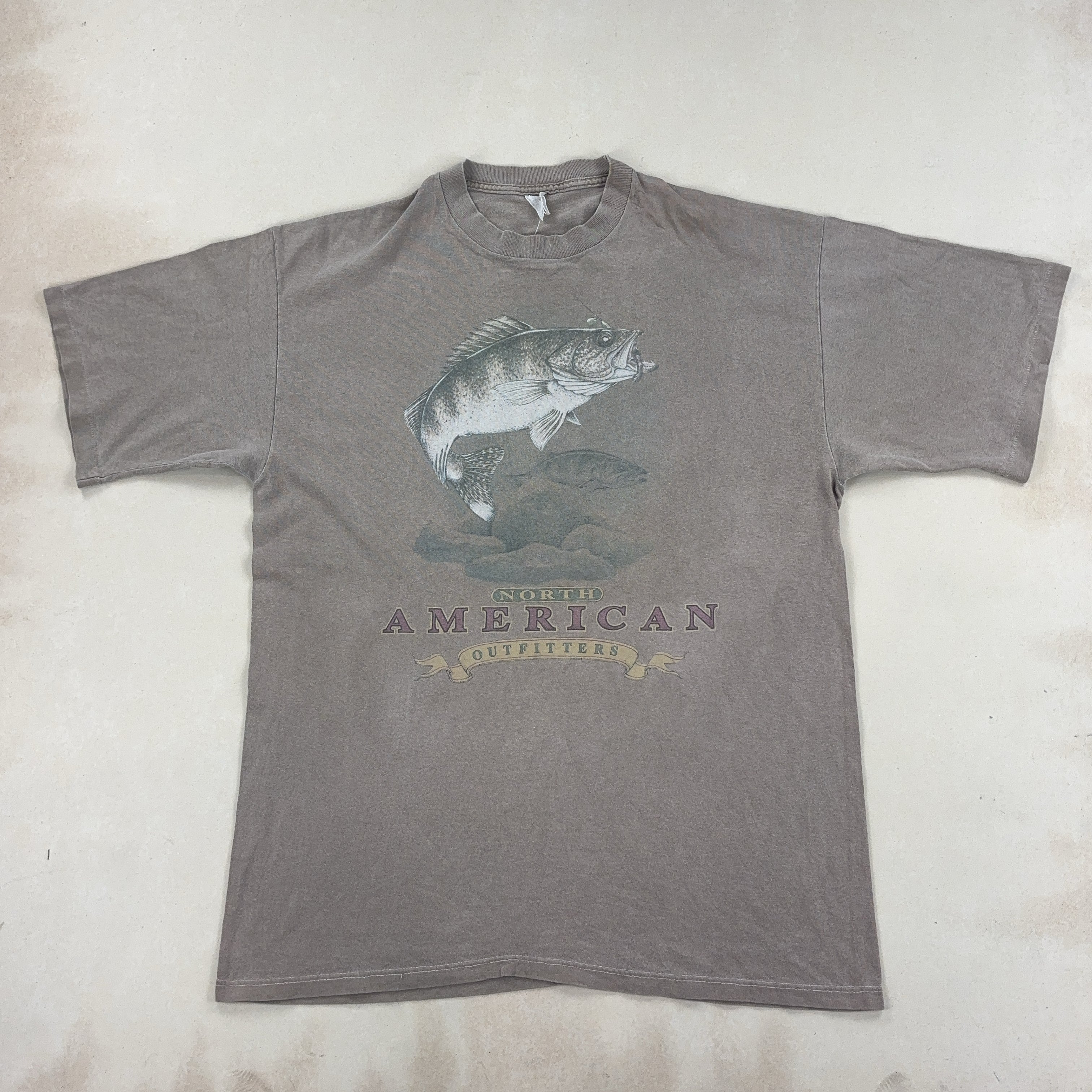 GRAPHIC WASHED BROWN TEE - LARGE