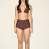 Sporty Swim Shorty - Maroon/Orange
