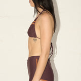 Sporty Swim Shorty - Maroon/Orange