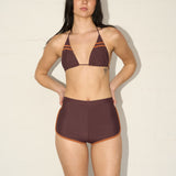 Sporty Swim Shorty - Maroon/Orange