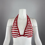 RED AND WHITE STRIPED BIKINI TOP - MEDIUM