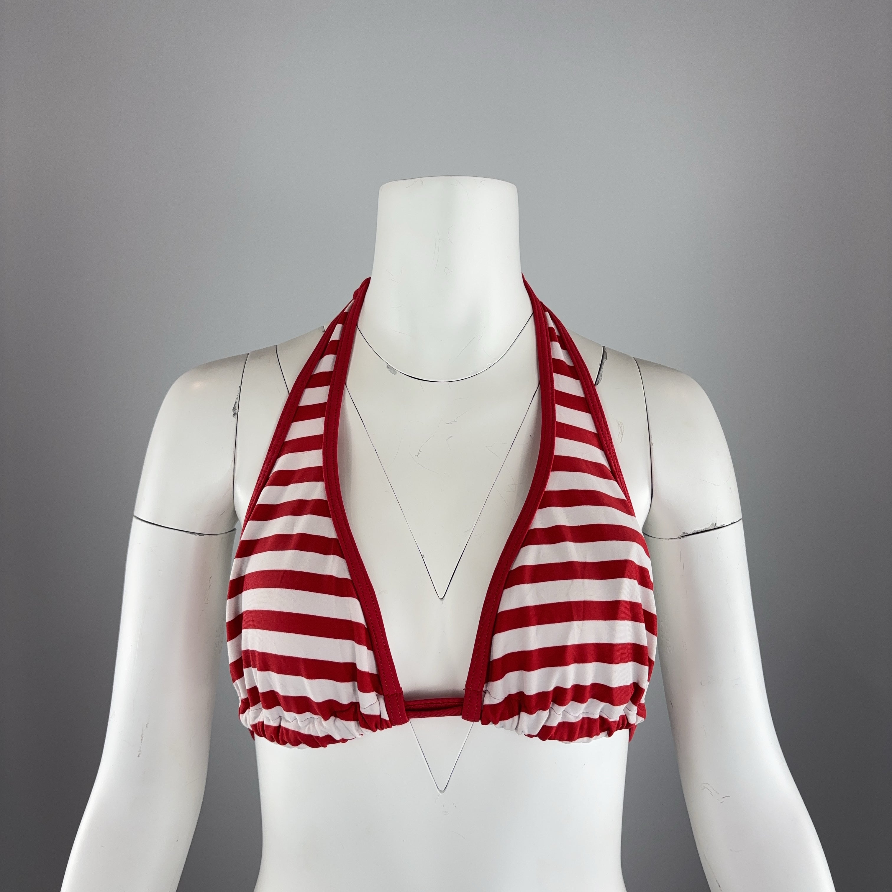 RED AND WHITE STRIPED BIKINI TOP - MEDIUM