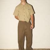 Pleated Herringbone Pants - Martini Olive