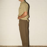 Pleated Herringbone Pants - Martini Olive