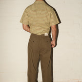 Pleated Herringbone Pants - Martini Olive