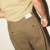 Pleated Herringbone Pants - Martini Olive