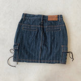 DENIM PINSTRIPE SKIRT - X SMALL
