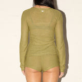 Lounge LS Tee - Green Stripe