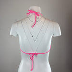 PINK STRIPED BIKINI TOP - X SMALL