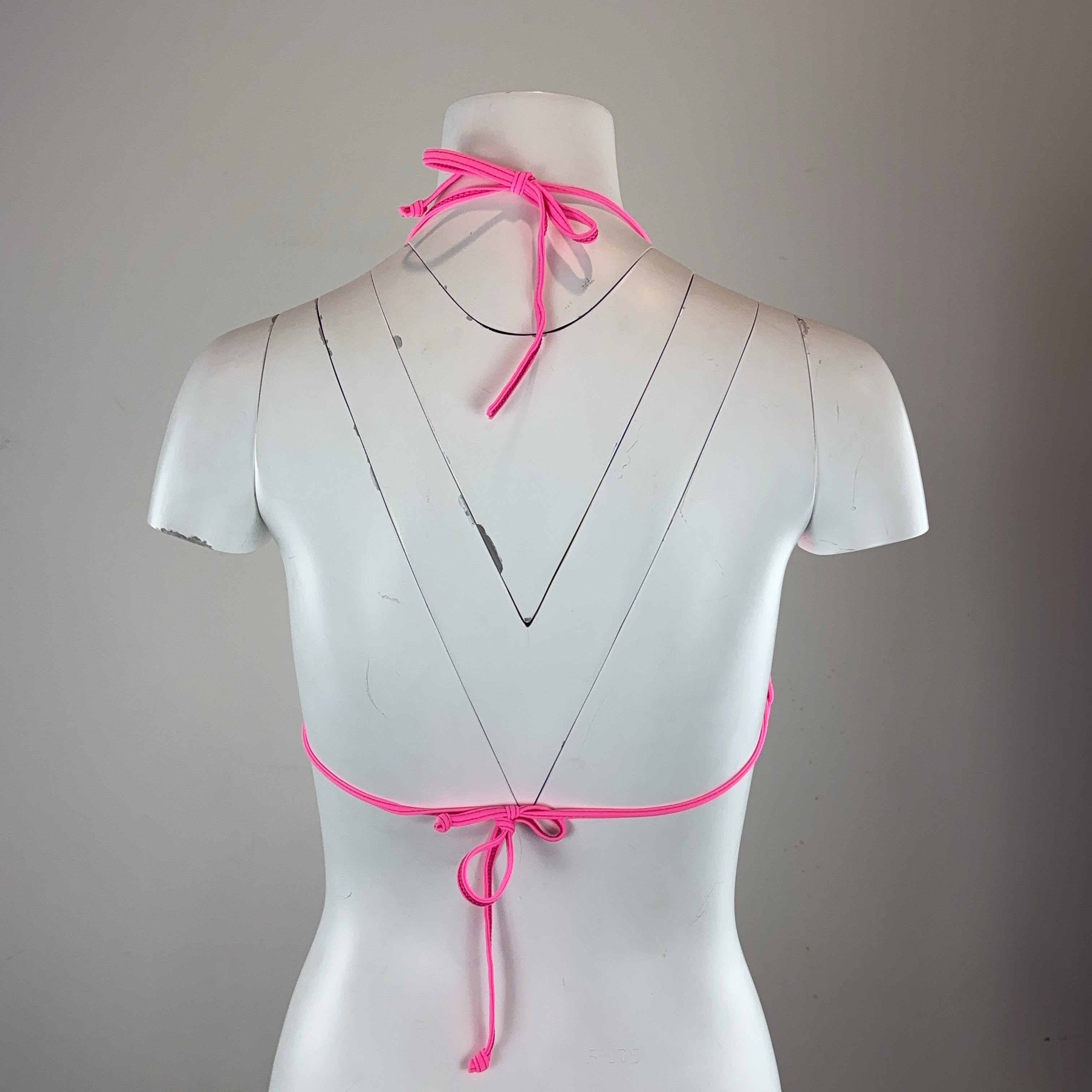 PINK STRIPED BIKINI TOP - X SMALL