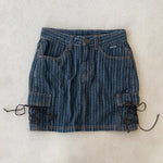 DENIM PINSTRIPE SKIRT - X SMALL