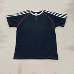 ADIDAS BLACK & WHITE STRIPE TEE - LARGE