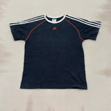 ADIDAS BLACK & WHITE STRIPE TEE - LARGE