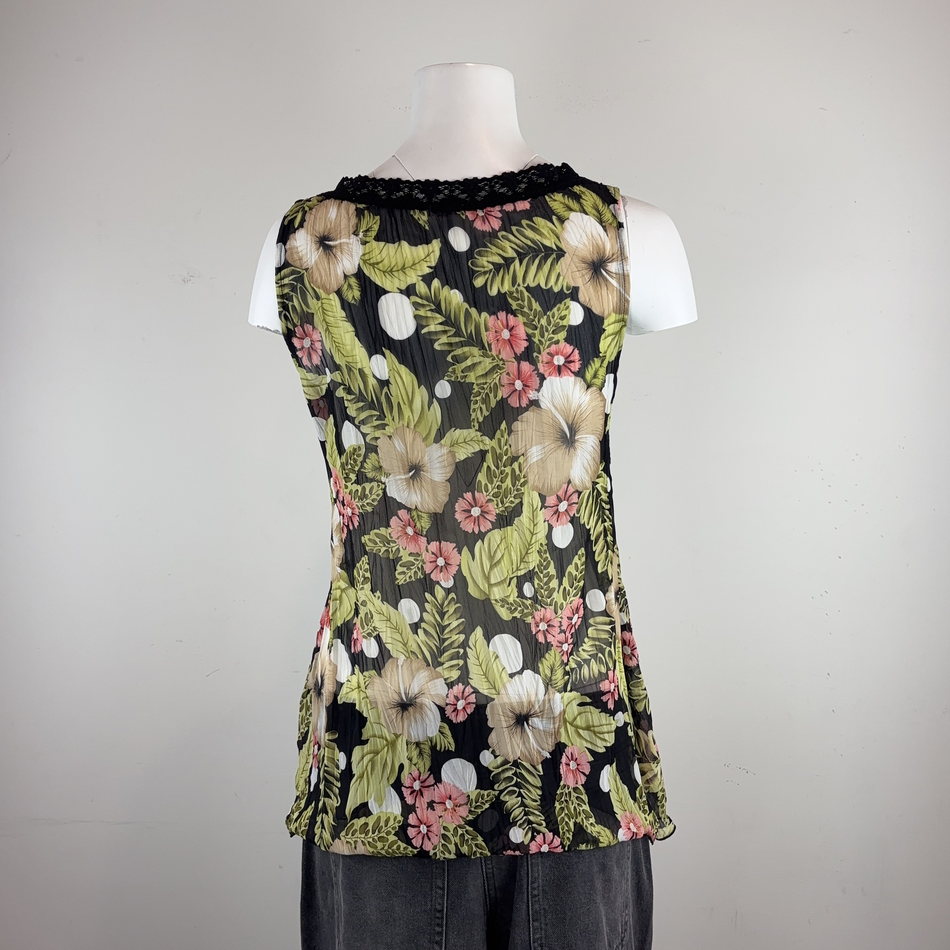 SHEER FLORAL SINGLET TOP - SMALL