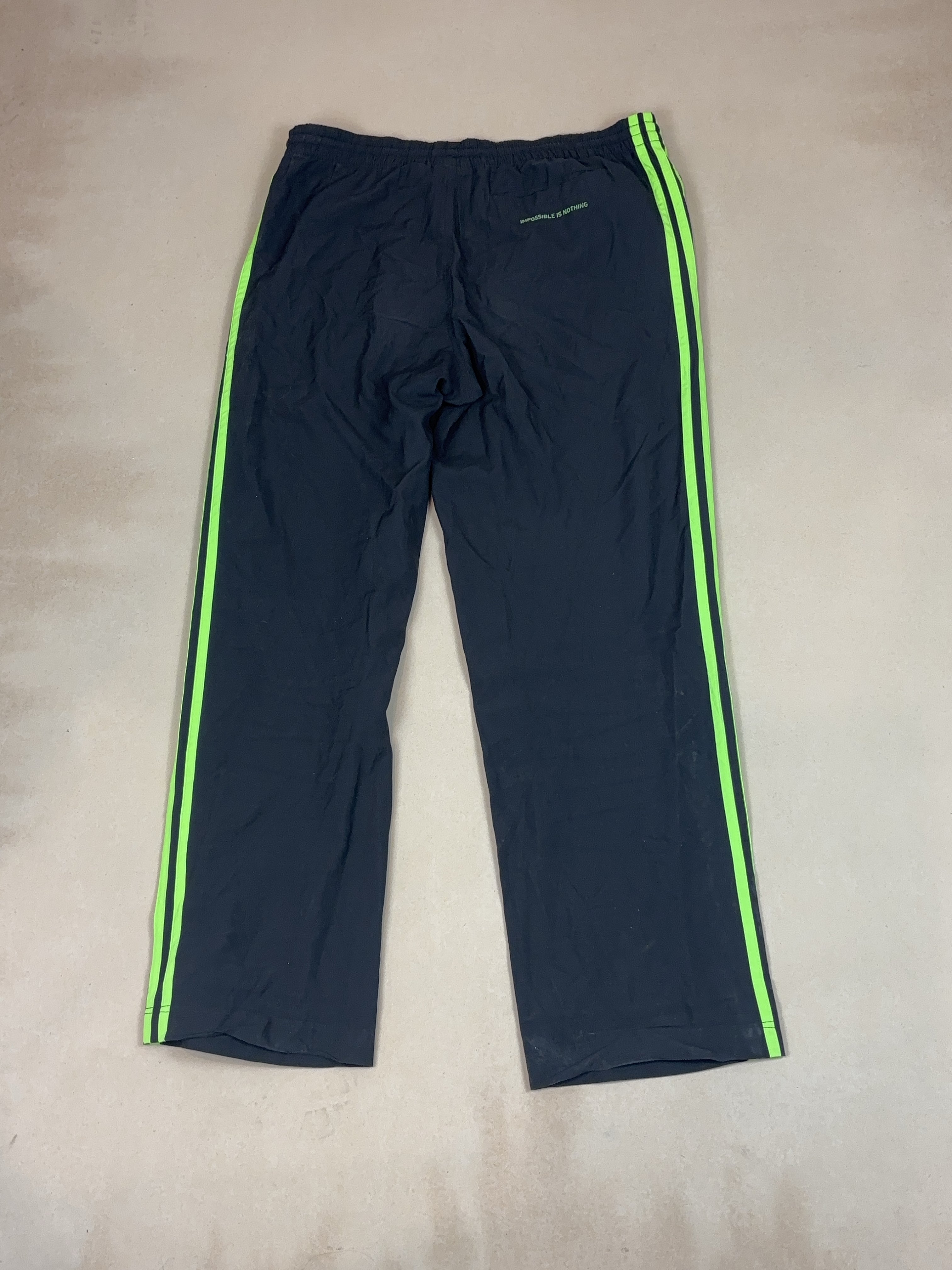 ADIDAS BLACK AND GREEN SPORT PANTS - X LARGE