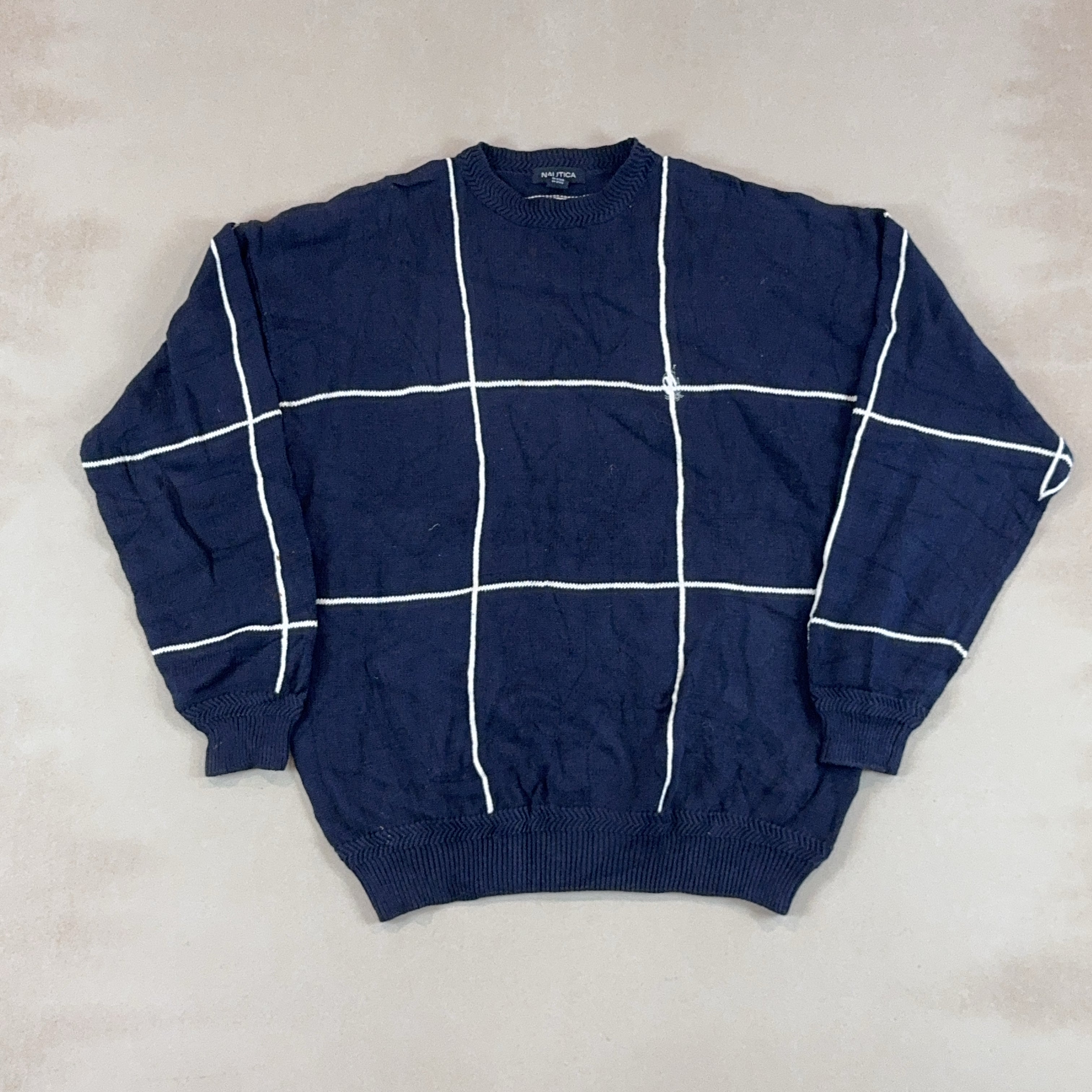 NAUTICA NAVY & WHITE KNIT - X LARGE