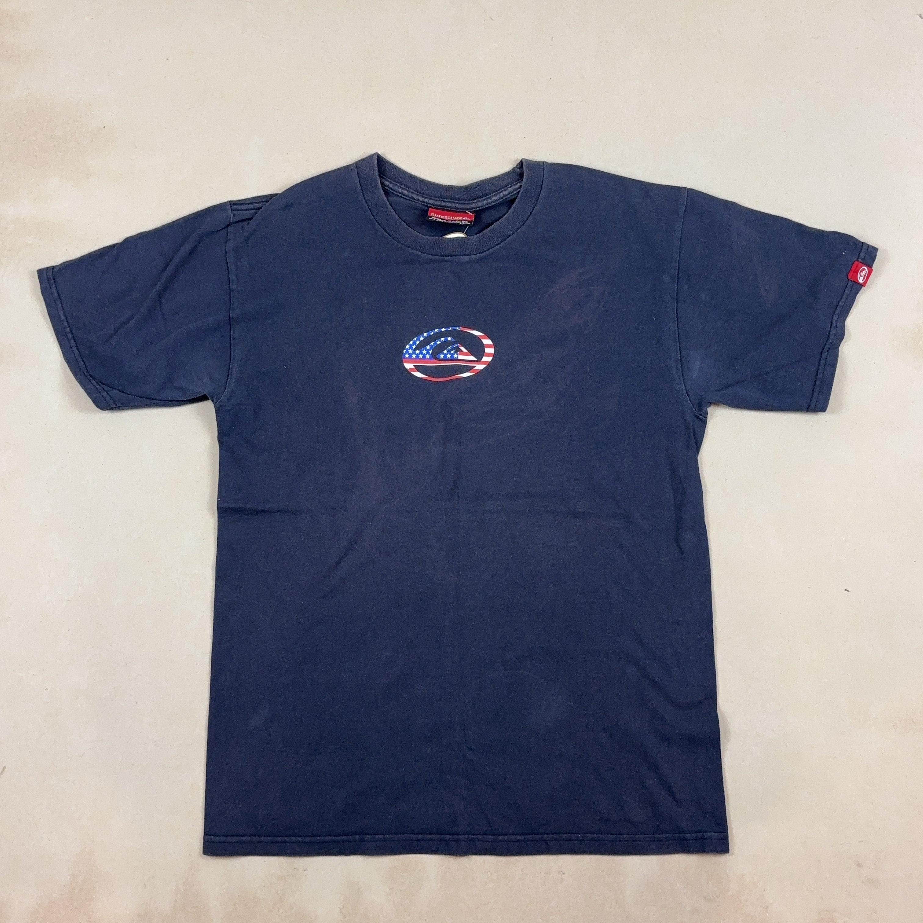 QUIKSILVER NAVY BLUE VINTAGE TEE - MEDIUM