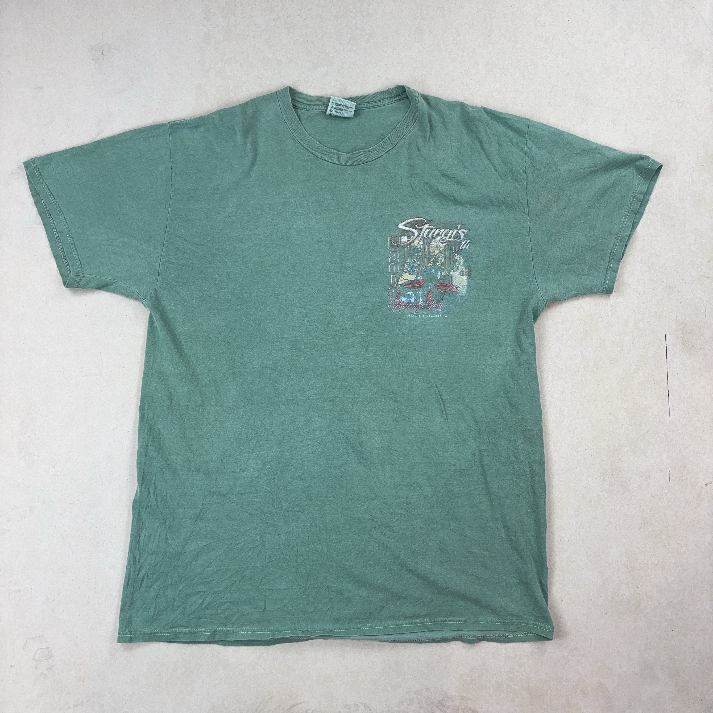 GRAPHIC FADED GREEN TEE - X LARGE