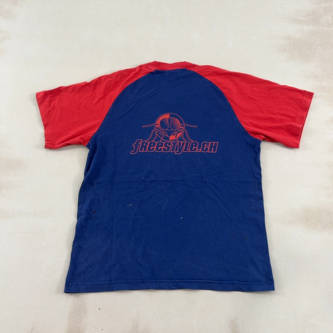 ADIDAS BLUE & RED TEE - MEDIUM