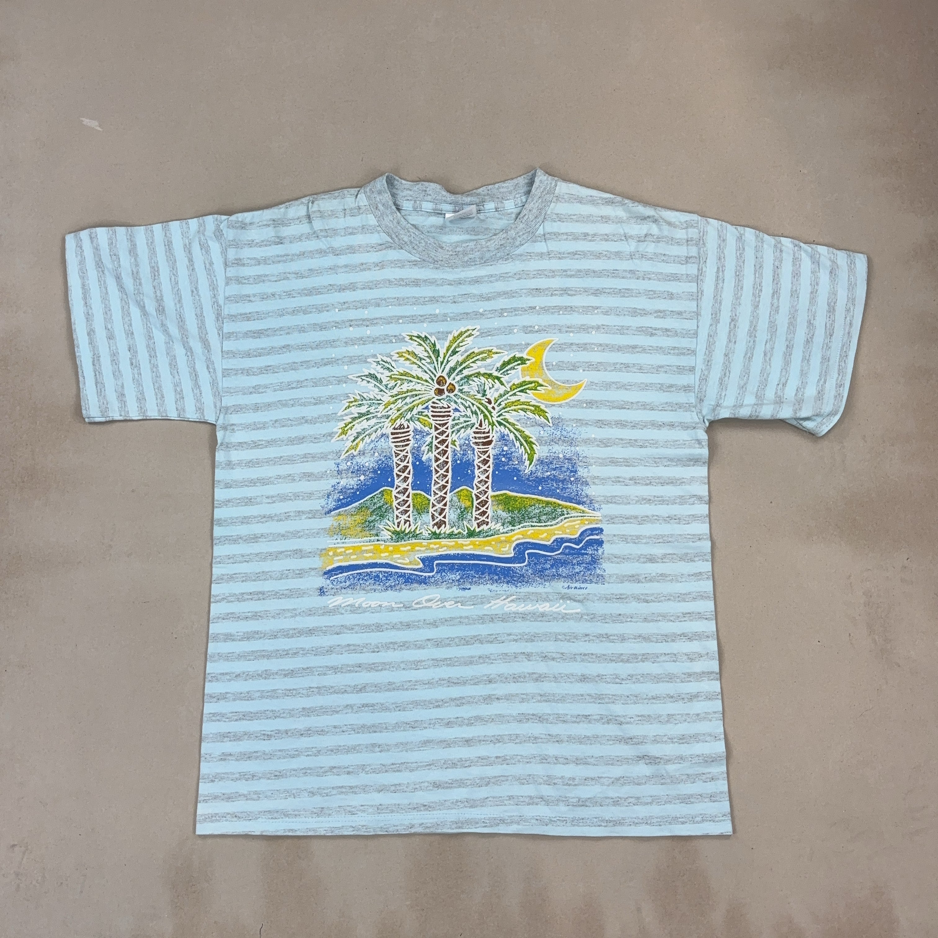 BLUE AND GREY STRIPED TEE - LARGE