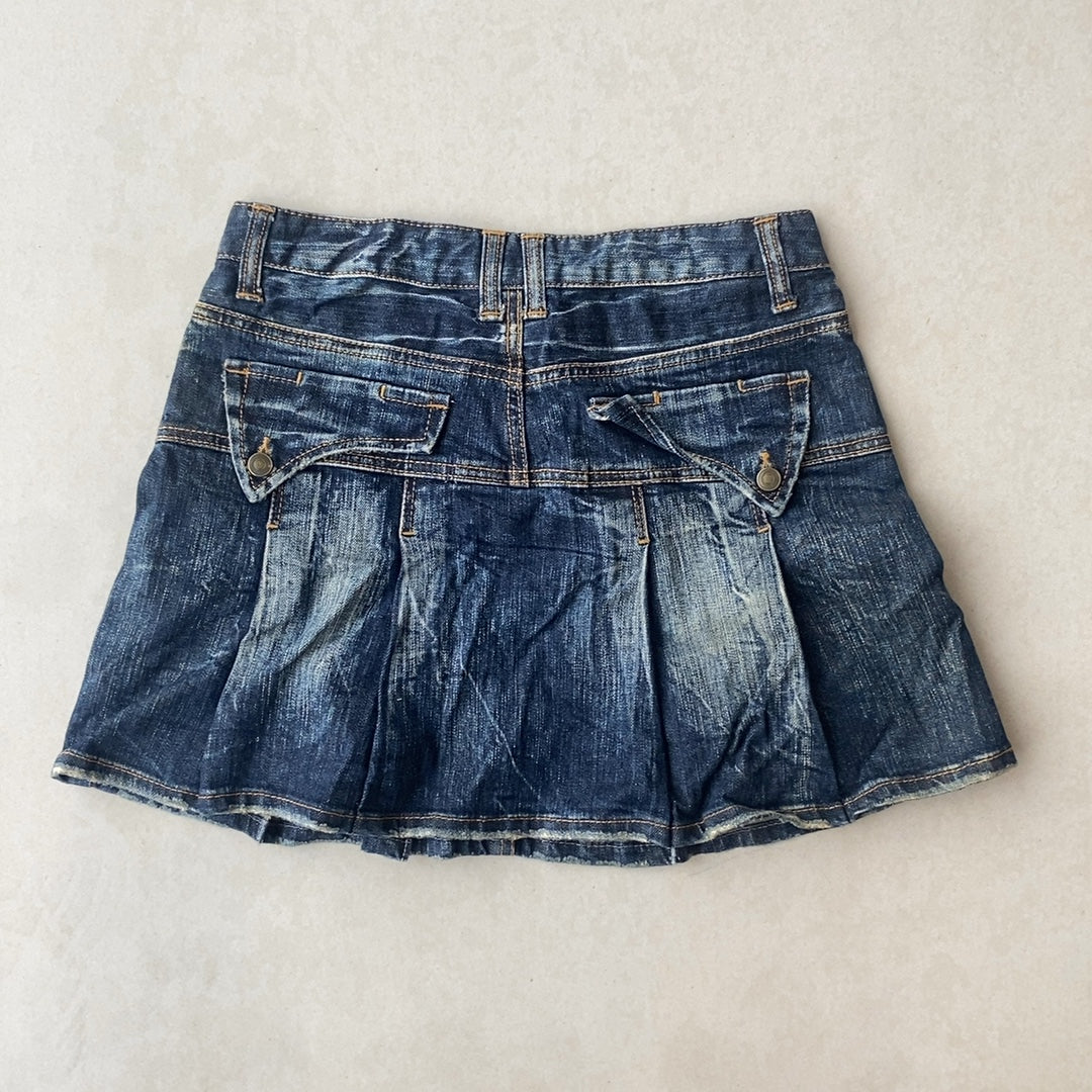 WASHED DENIM SKIRT - SMALL
