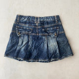 WASHED DENIM SKIRT - SMALL
