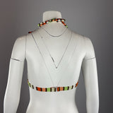 MULTI-COLOURED STRIPED BIKINI TOP - SMALL