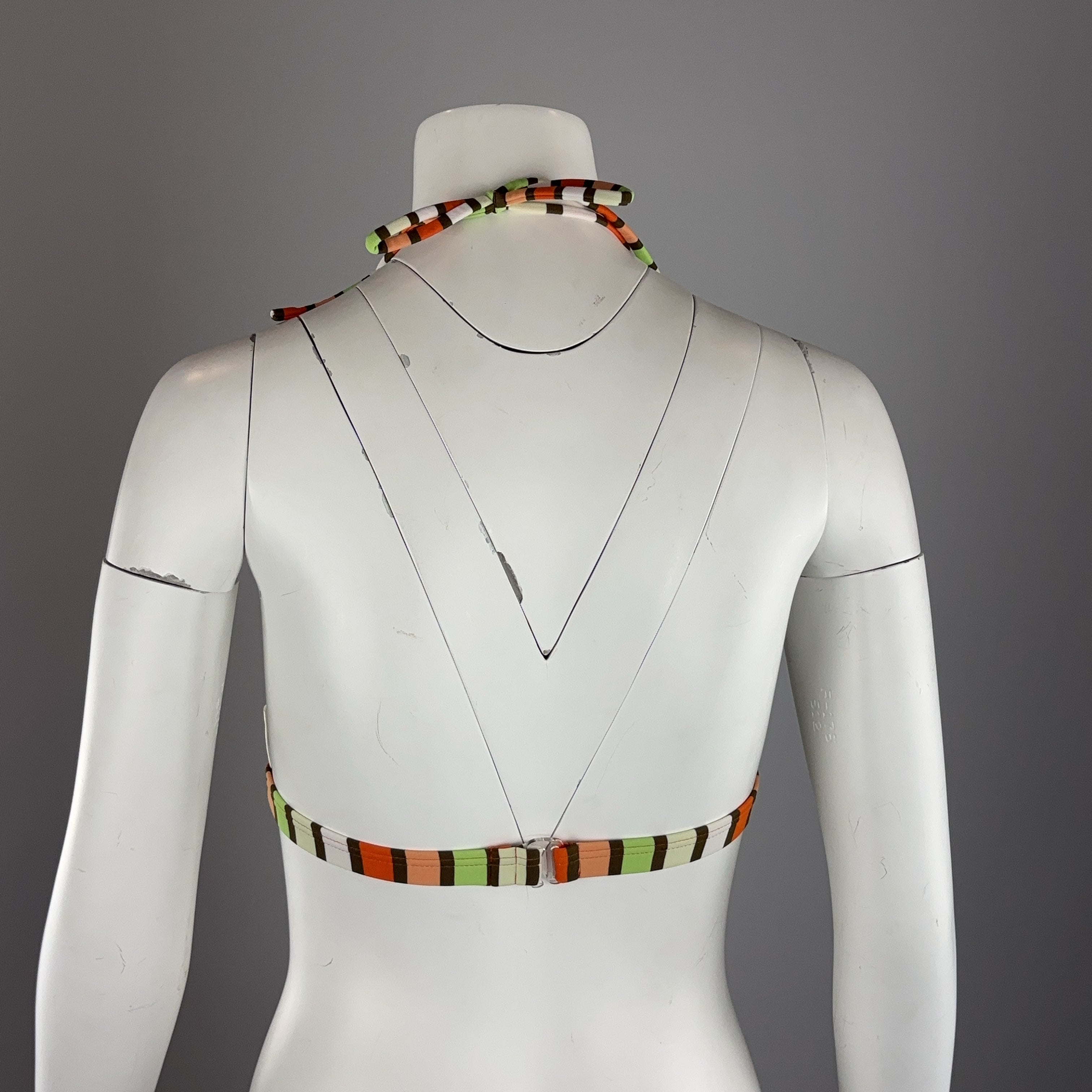MULTI-COLOURED STRIPED BIKINI TOP - SMALL