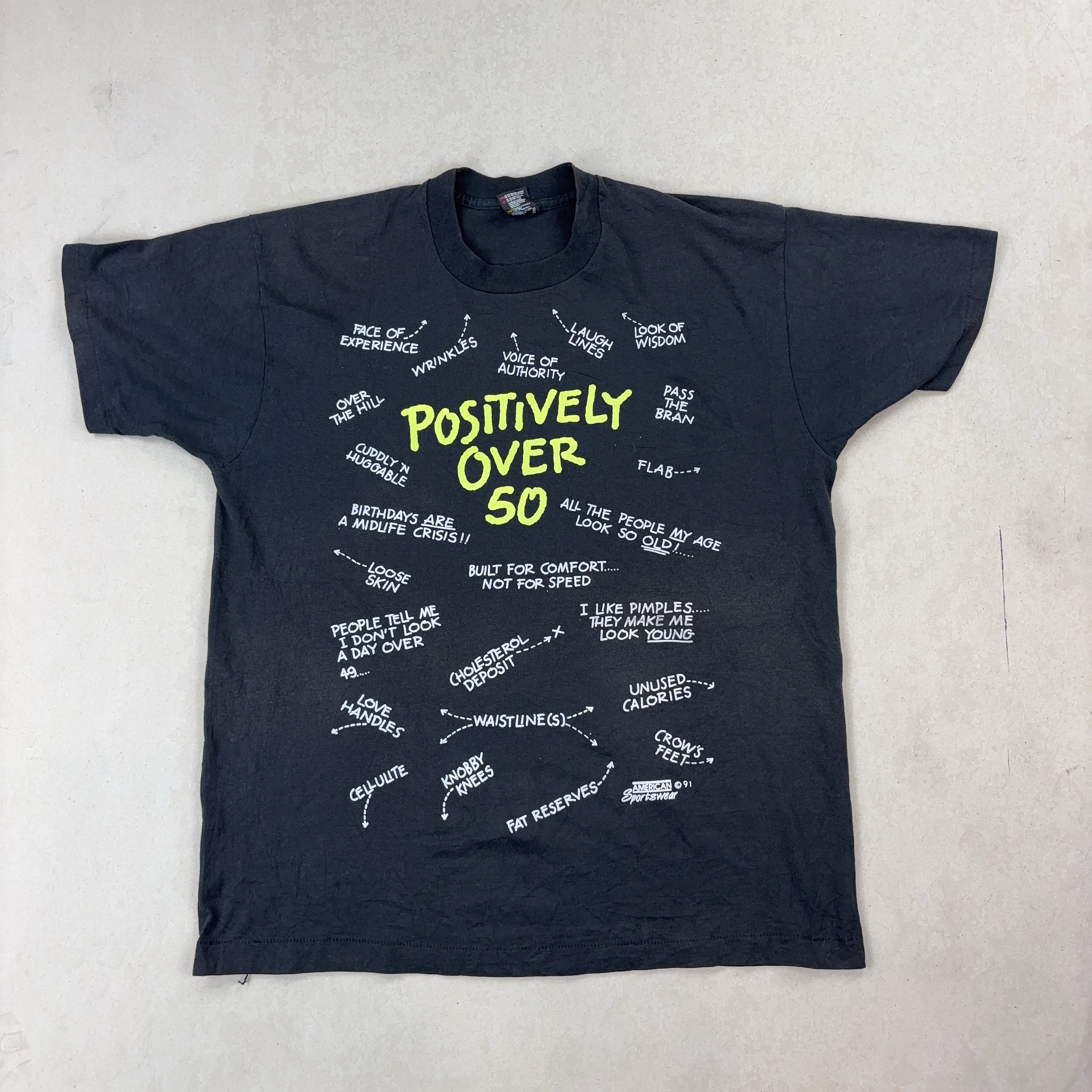 'POSITIVITY OVER 50S...' TEE - LARGE