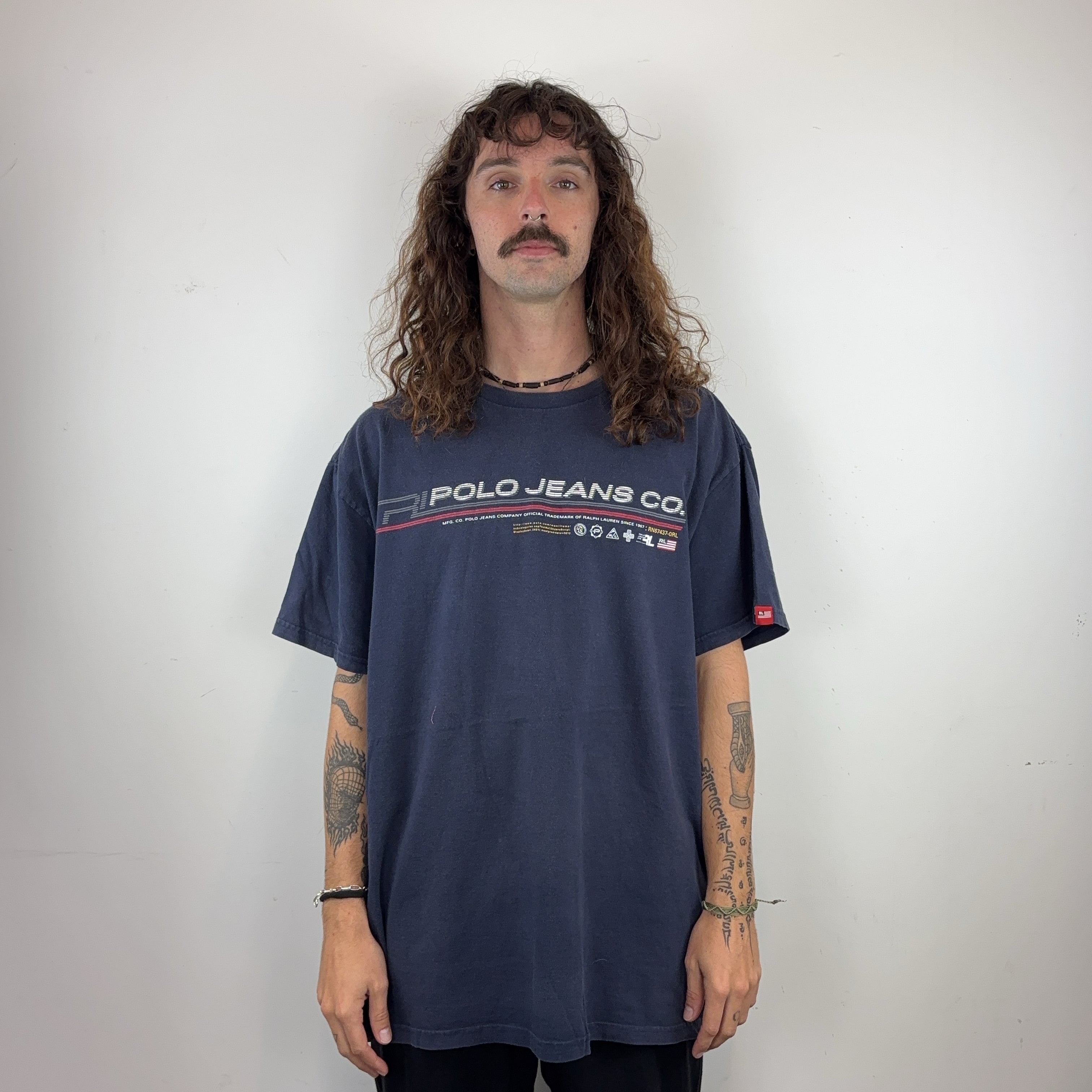 RALPH LAUREN NAVY BLUE TEE - X LARGE