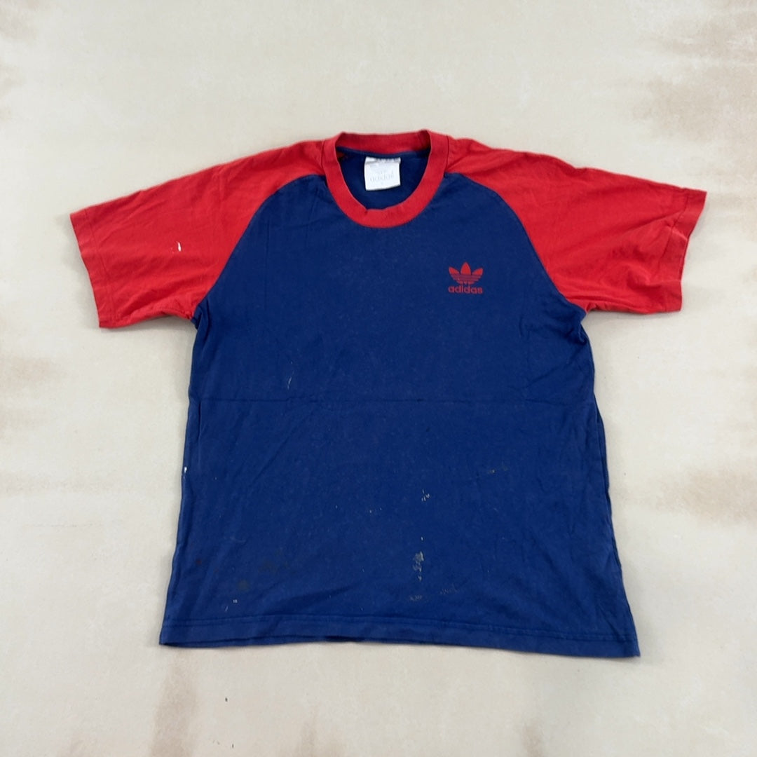ADIDAS BLUE & RED TEE - MEDIUM