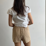 Saskia Shorts - Almond Stripe