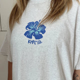 Thrift Tee - Flaming Hibiscus - Sketchy White