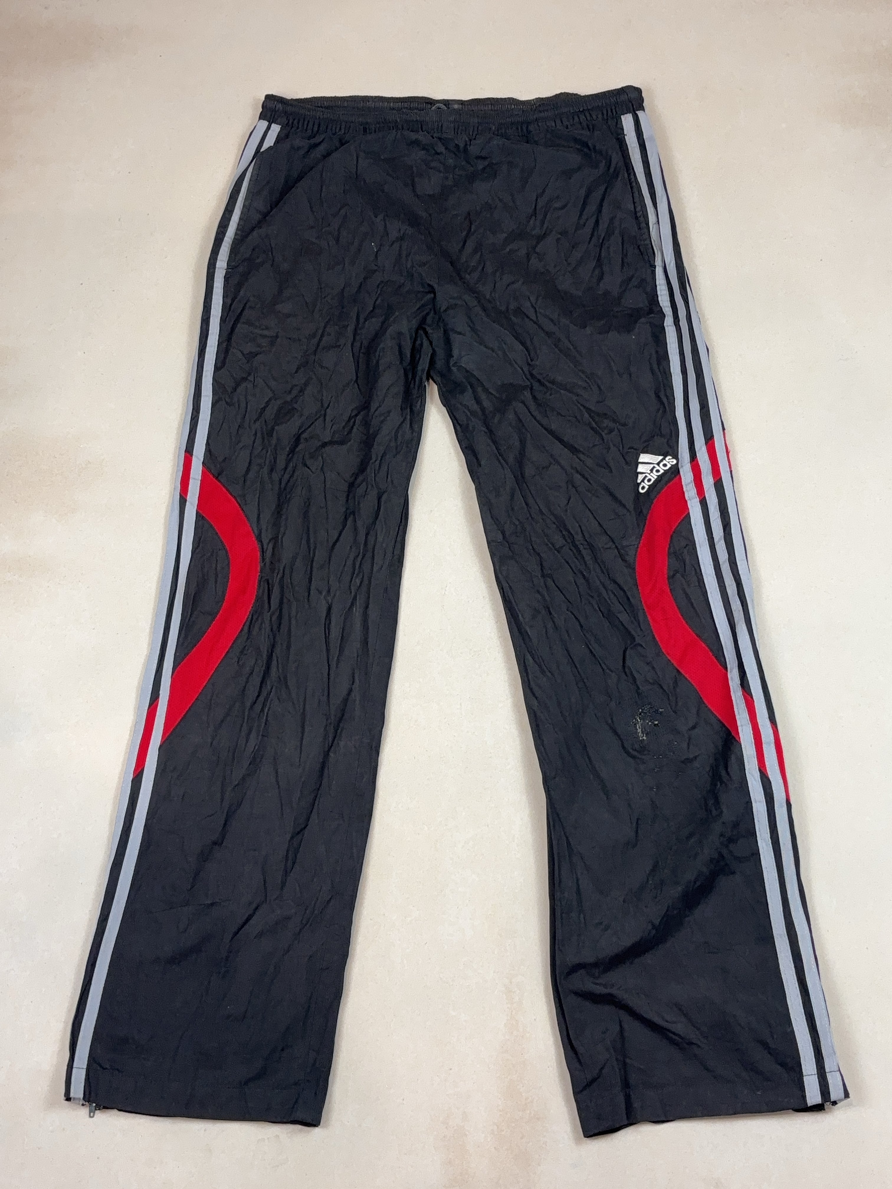 ADIDAS BLACK AND RED SPORT PANTS - X LARGE