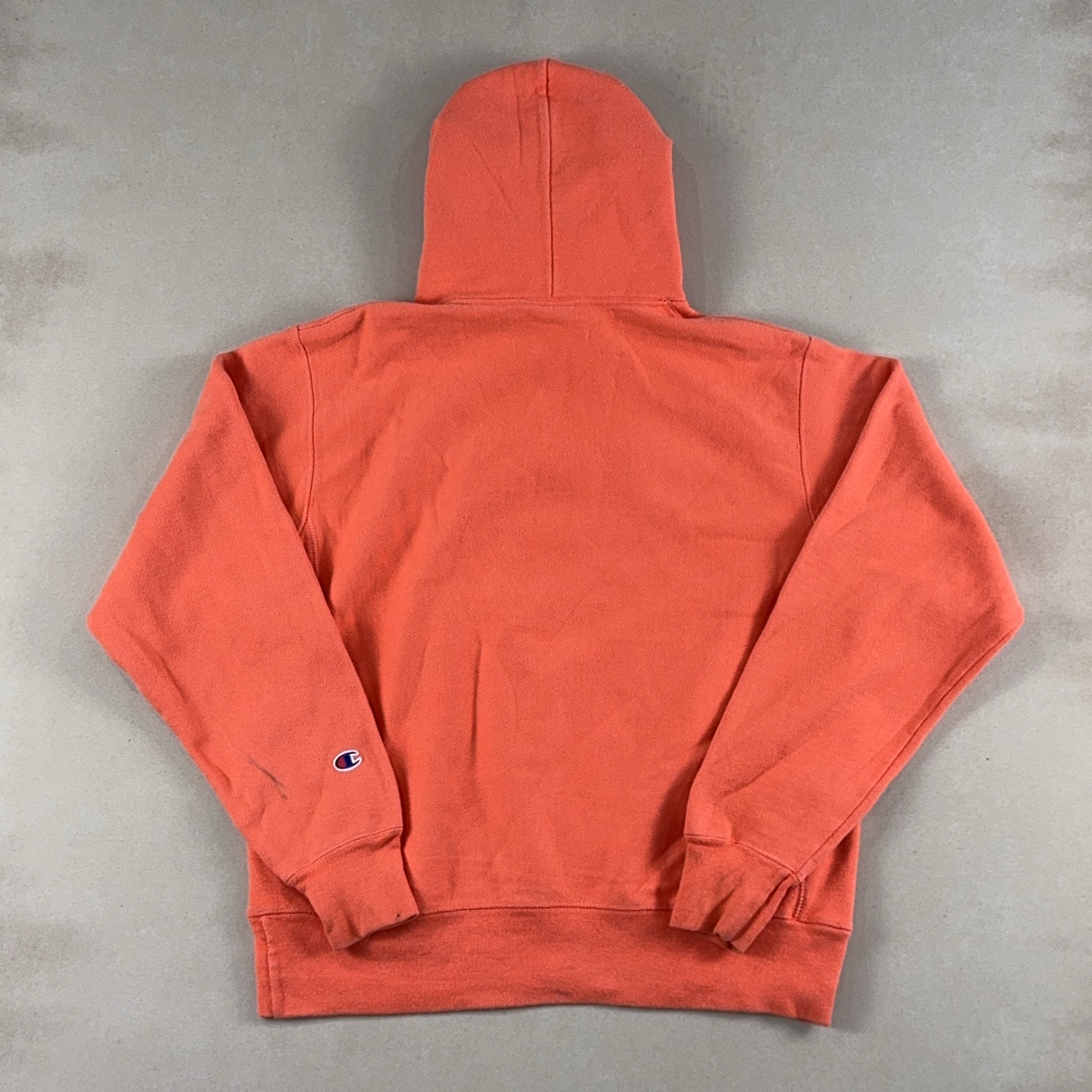 CHAMPION FLUORESCENT CORAL PINK HOODIE - LARGE