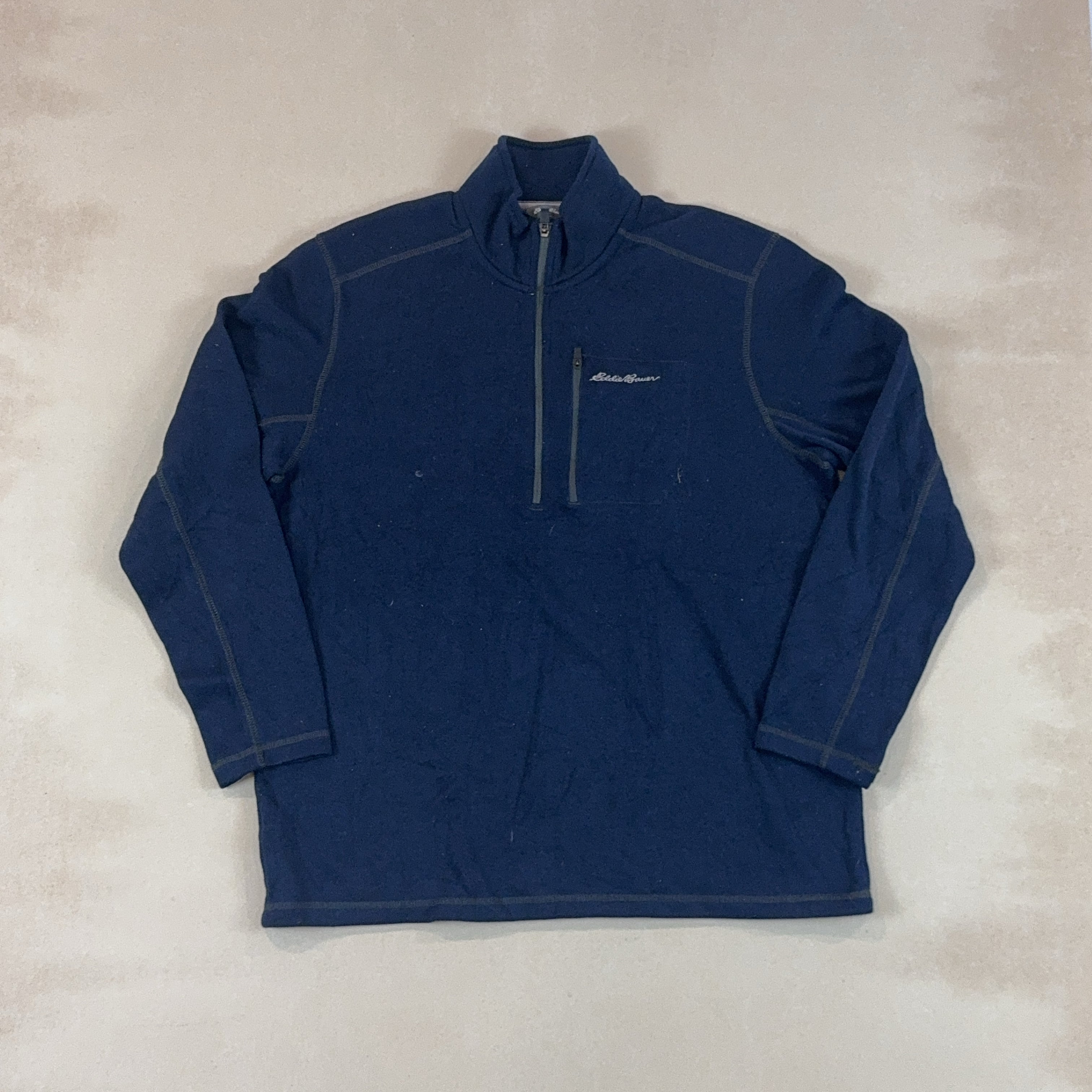 EDDIE BAUER NAVY QUARTER ZIP - X LARGE