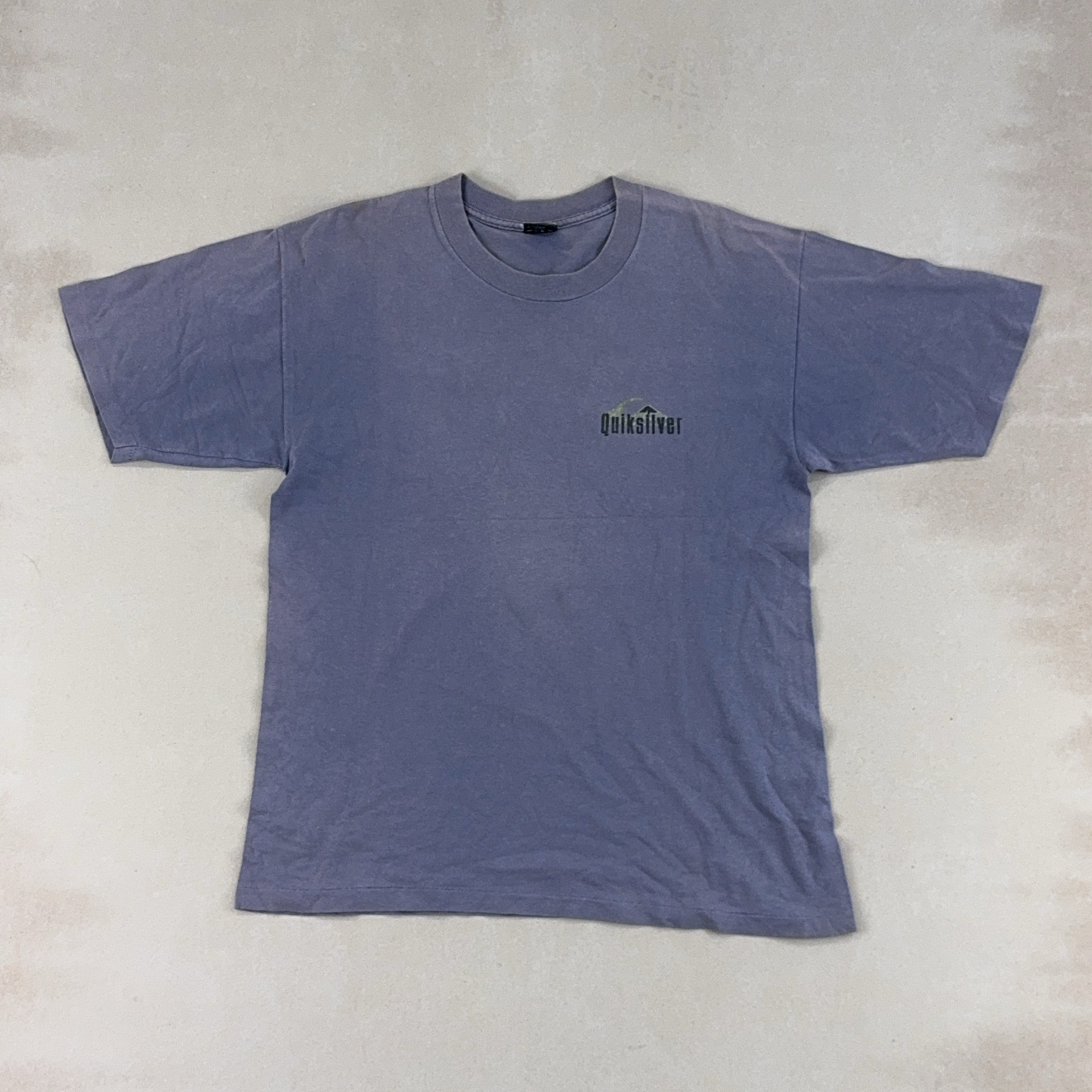 QUIKSILVER GREY PURPLE TEE - LARGE
