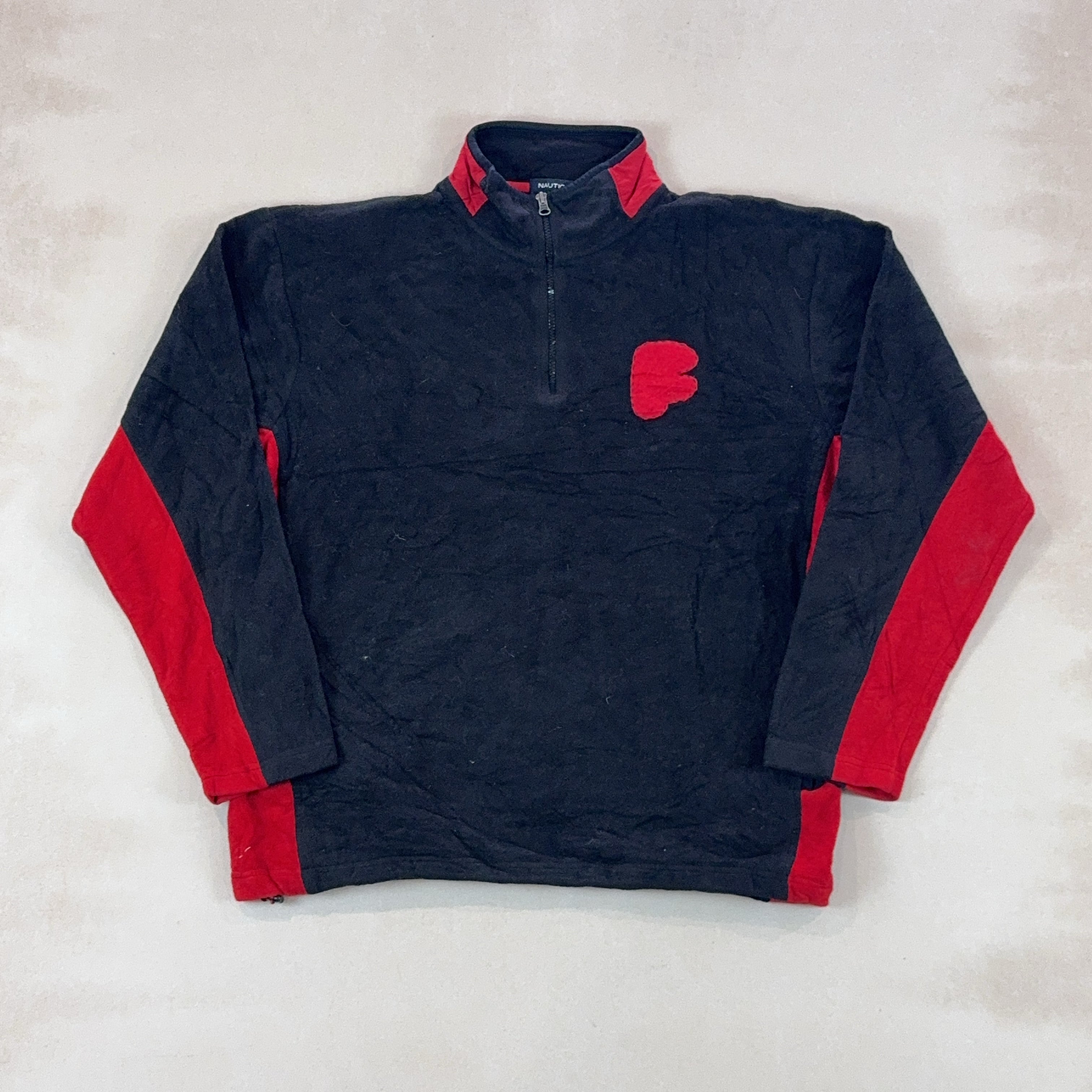 NAUTICA RED & BLACK QUARTER ZIP - X LARGE