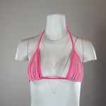 PINK STRIPED BIKINI TOP - X SMALL