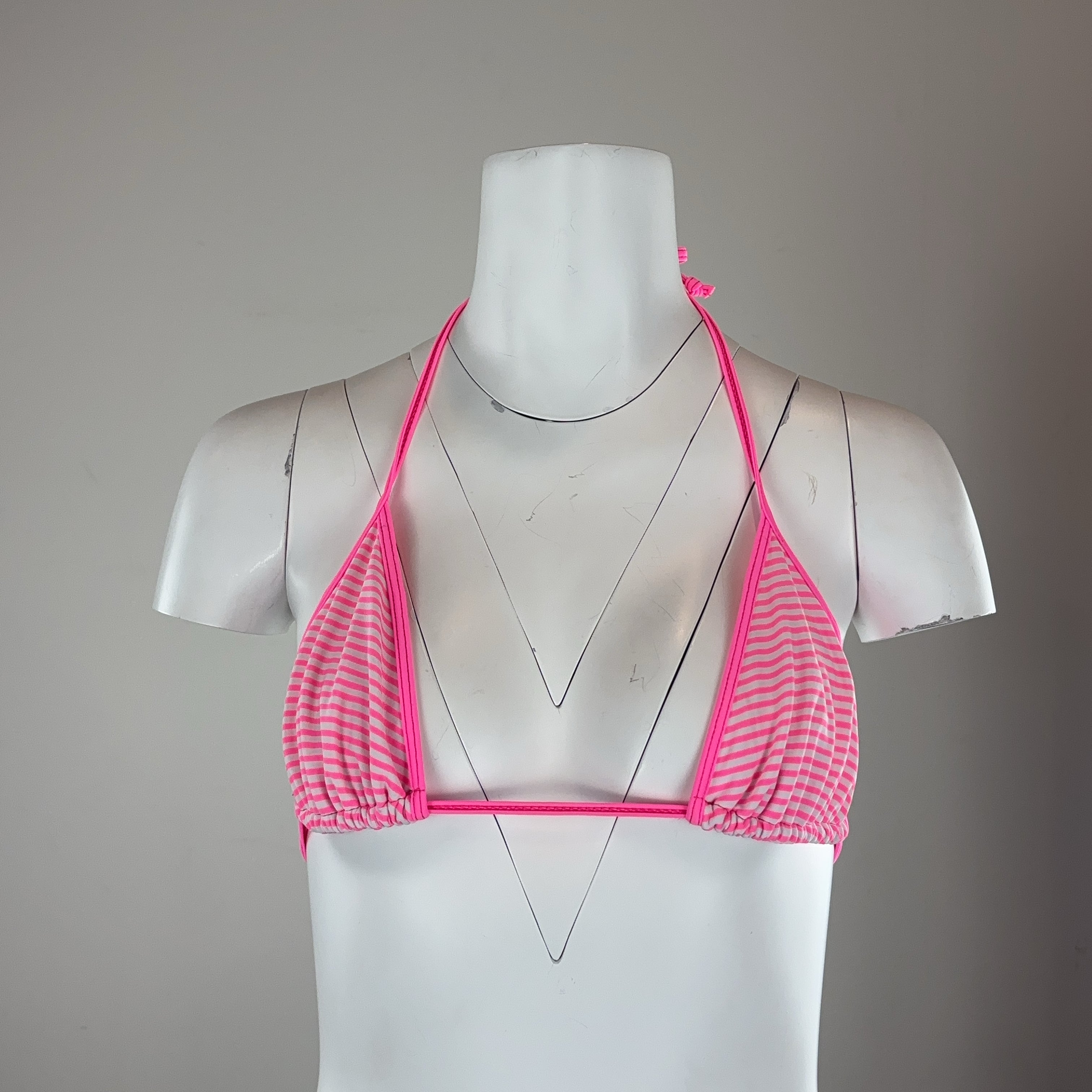 PINK STRIPED BIKINI TOP - X SMALL