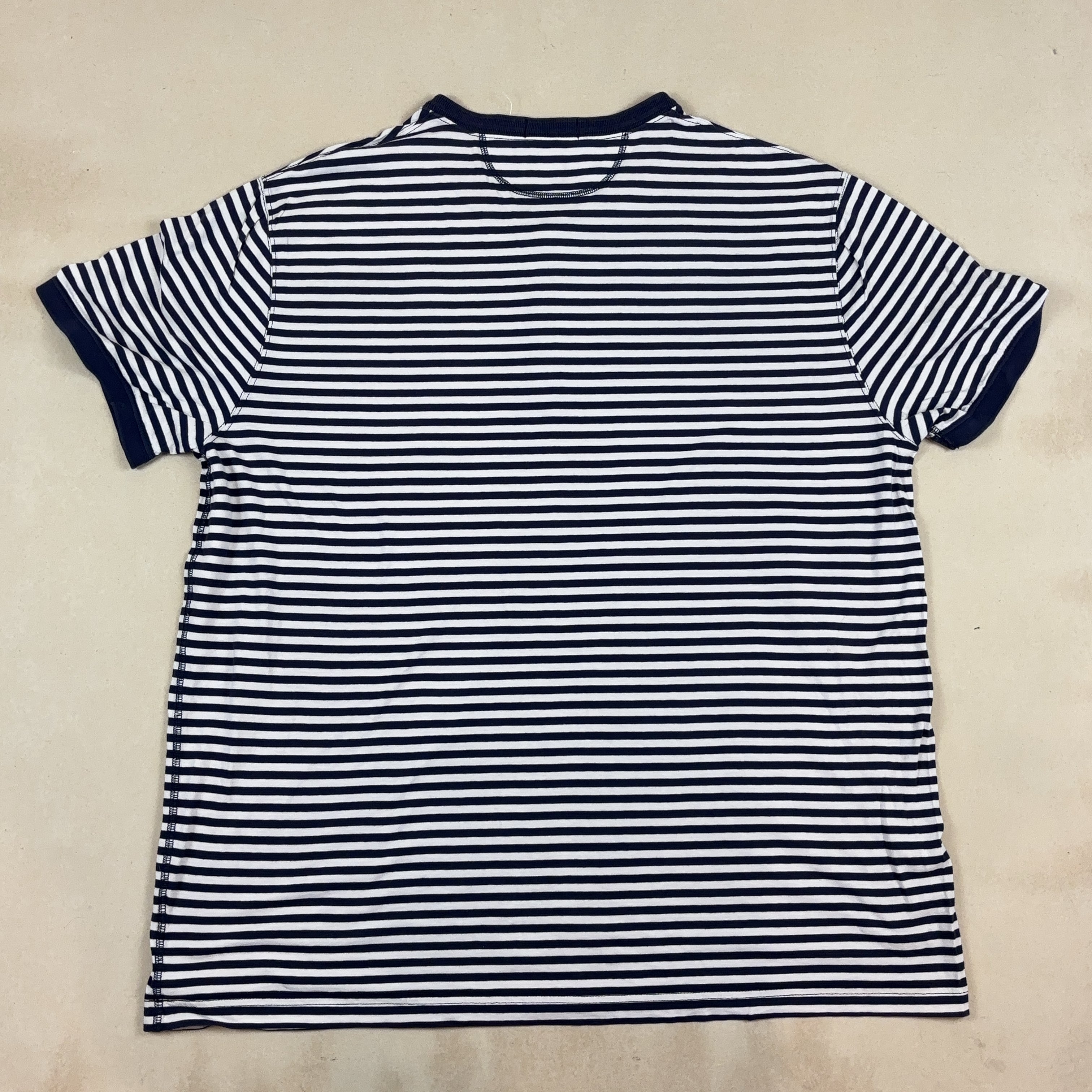 POLO RALPH LAUREN STRIPED NAVY BLUE TEE - 2X LARGE