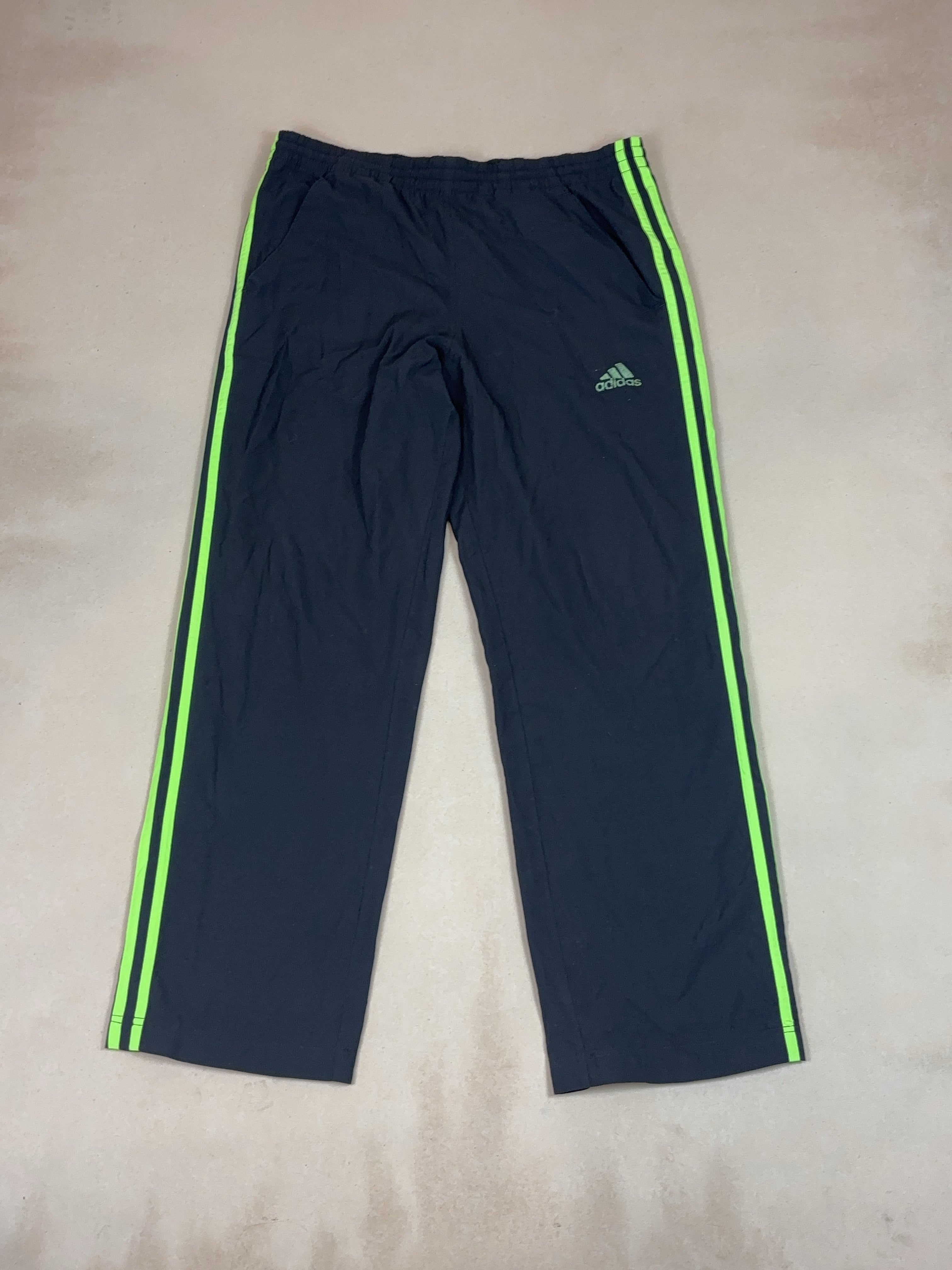 ADIDAS BLACK AND GREEN SPORT PANTS - X LARGE