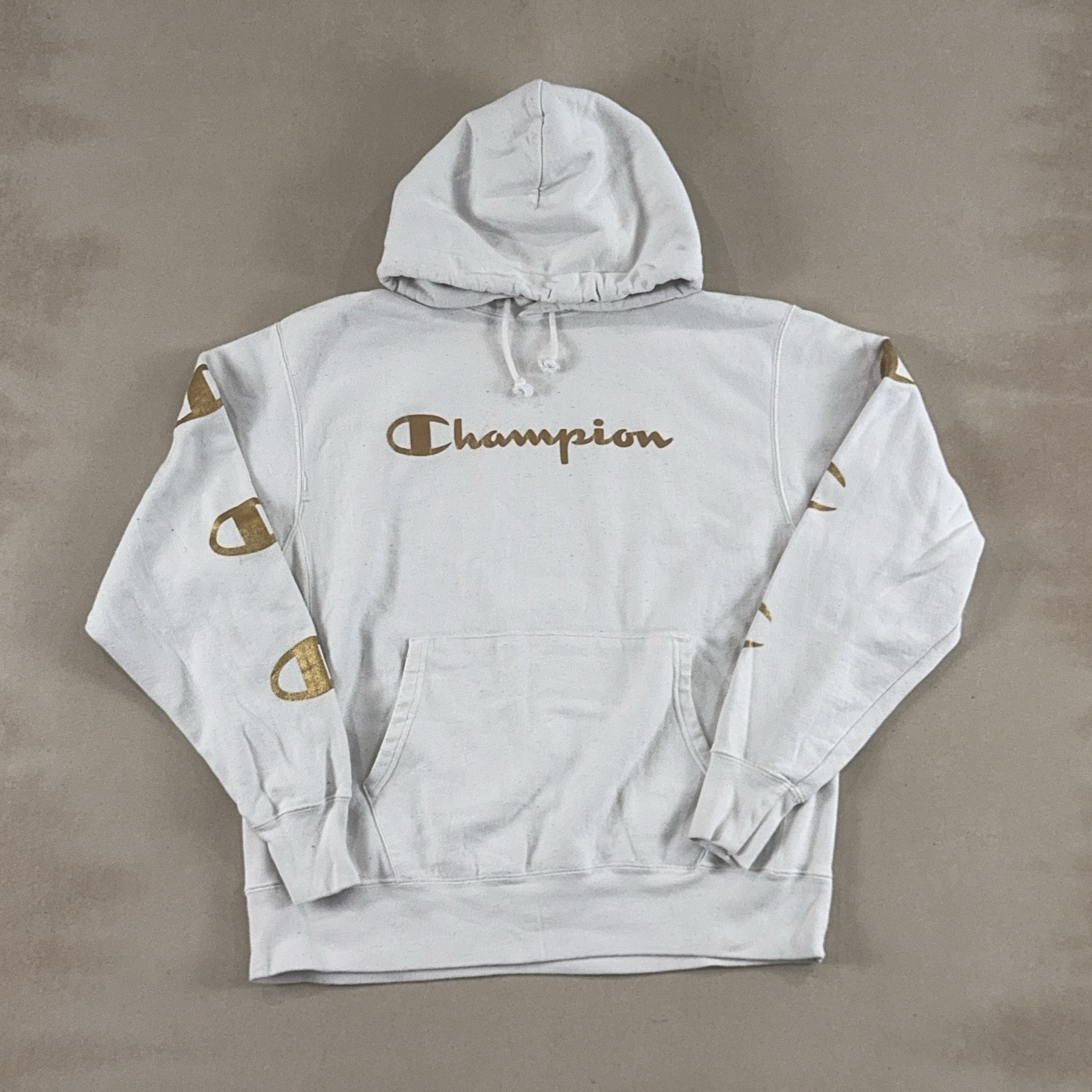 CHAMPION WHITE HOODIE - LARGE
