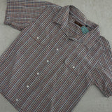 VINTAGE CHECKERED BUTTON UP RED/ORANGE XLARGE