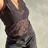 VINTAGE LACE SINGLET BLACK MEDIUM