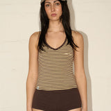 Emmy Top - Choc Banana Stripe