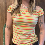 Y2K VINTAGE STRIPED DEAD STOCK TOP MED